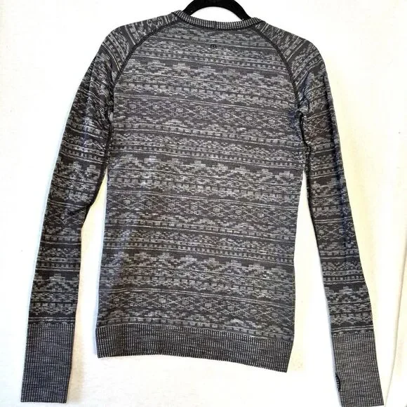 Lululemon Rest Less Pullover Top Heathered Black Colorway Thumb Holes - Picture 4 of 7